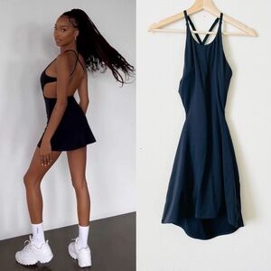 NAMA MEDIUM Cut-out backless mini black tennis dress